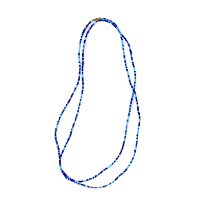 Global Crafts Long Maasai Shades of Blue Necklace