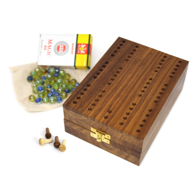 Global Crafts Shesham Wood Mancala/ Cribbage Game
