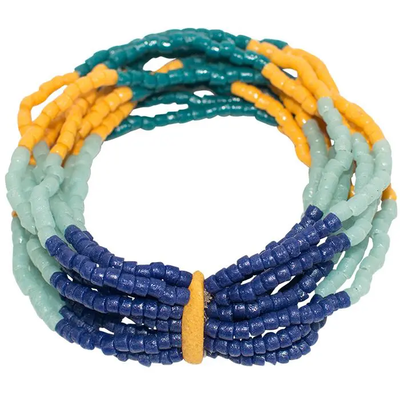 Global Mamas Azonto Glass Bead Bracelet: Lagoon