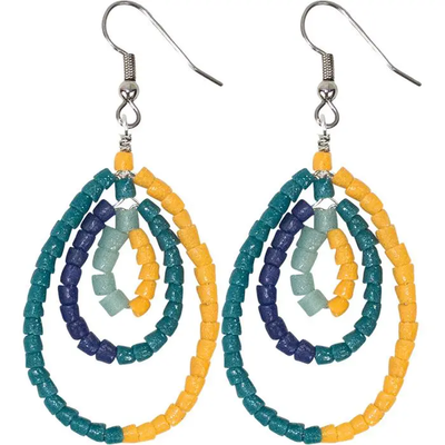 Global Mamas Azonto Glass Bead Earrings: Lagoon