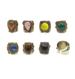 Minga Imports Three metal applique stone ring