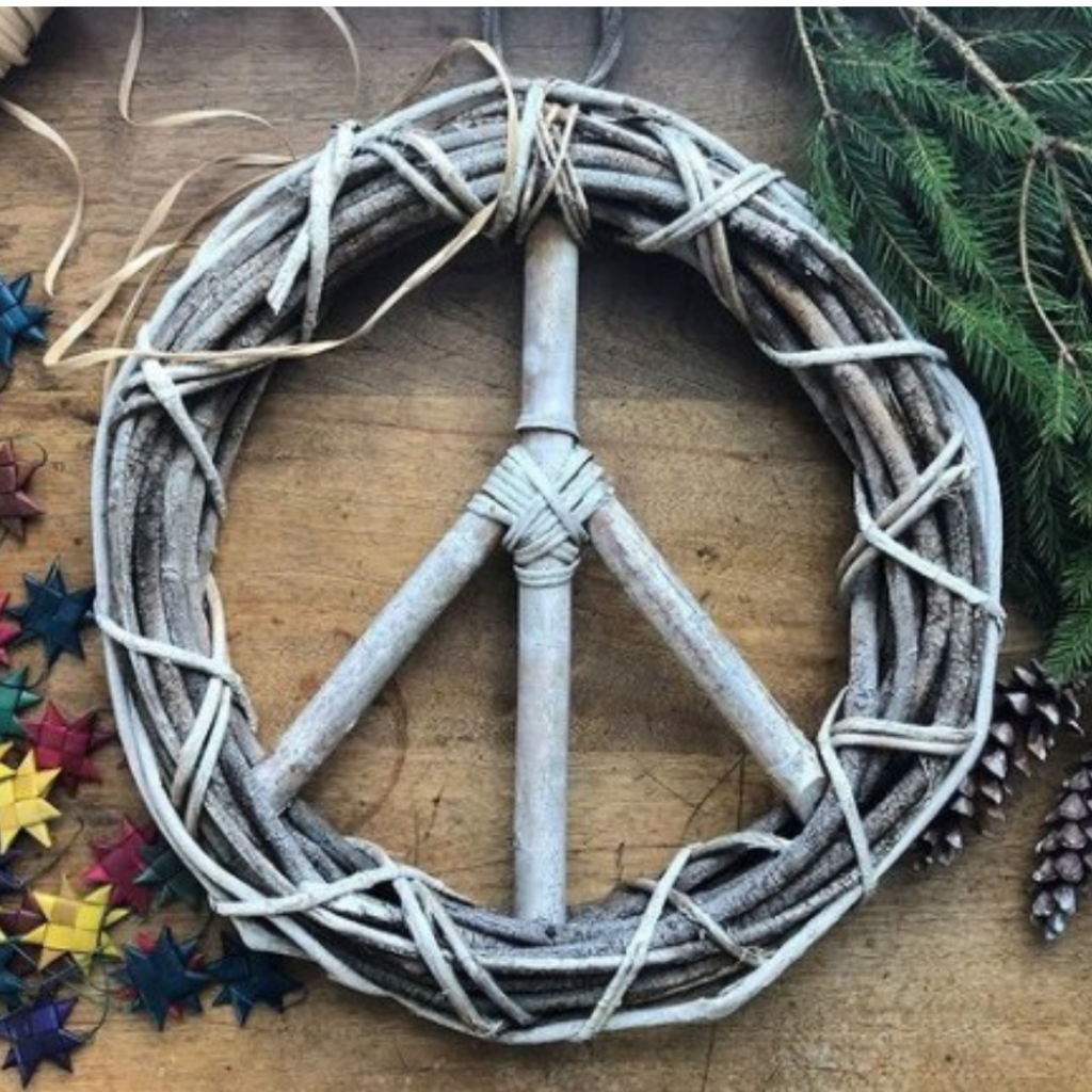 Serrv Peace Sign Wood Vine Wreath