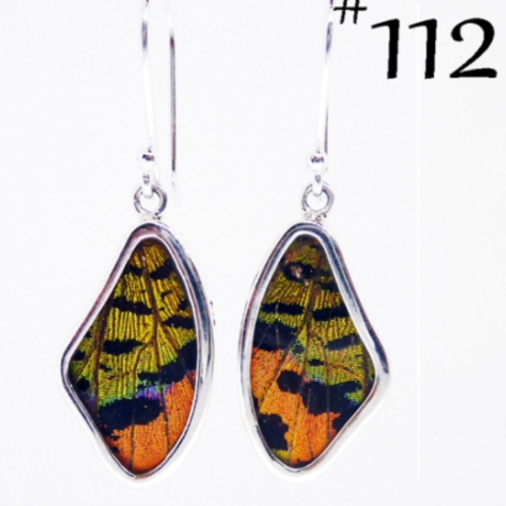 Silver Tree Designs Butterfly Wing Earring: Rainbow Sunset Moth