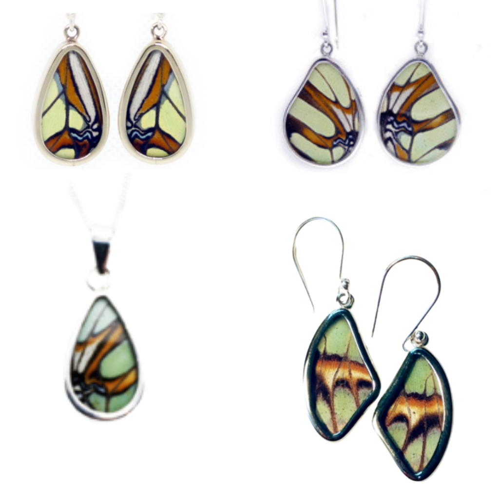 Silver Tree Designs Teardrop Butterfly Pendant 101 Malachite
