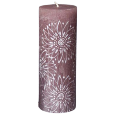 Thumbprint Artifacts Henna Brown Pillar Candle 3x8