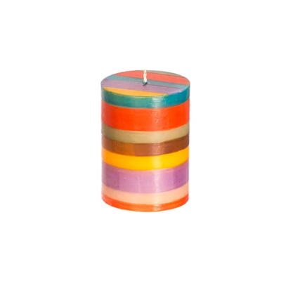 Thumbprint Artifacts Memphis Stripe Pillar Candle 3x4